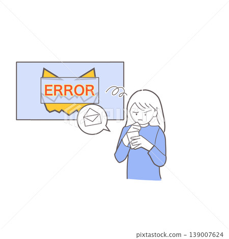 Woman troubled by error notifications on her smartphone Woman troubled by error notifications on her smartphone 139007624