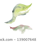 Green leaf shapes with organic flow, soft gradients, abstract foliage forms. Isolated illustration hand drawn in watercolor. Botanical clipart, eco branding, natural accents, organic design elements. 139007648