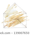 Craft paper envelope sketch with warm stains in beige tones, minimal composition. Isolated illustration hand drawn in watercolor. Postal stationery, letters, gift mail delivery, handmade aesthetics. 139007650