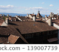 Panoramic roofs of European Murten town in Switzerland 139007739