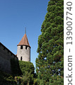 Medieval tower in European Murten town in Switzerland - vertical 139007740