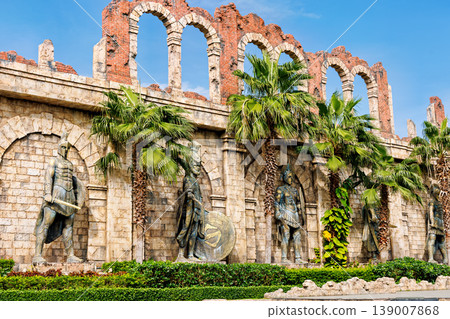 Phu Quoc, Vietnam - January 3 2026: Roman square ruins and warrior statues in Phu Quoc 139007868