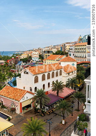 Phu Quoc, Vietnam - January 3 2026: Seaside Town Rooftops and Pier Over Blue Waters 139007916