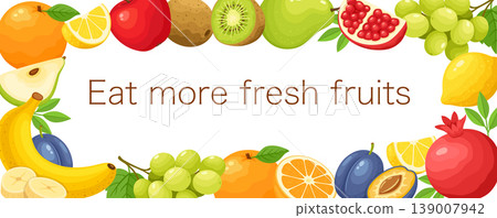 Healthy Eating and Vegan Horizontal Banner with Fruits 139007942