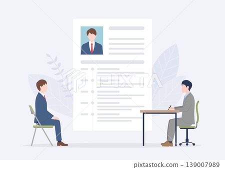 Resume, interviewer, and young businessman Resume, interviewer, and young businessman 139007989