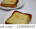 White plate and cheese toast 1 139008347