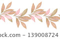 Pink and gold leaves seamless border watercolor 139008724