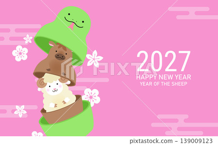 Chinese zodiac snake horse and sheep banner template 139009123
