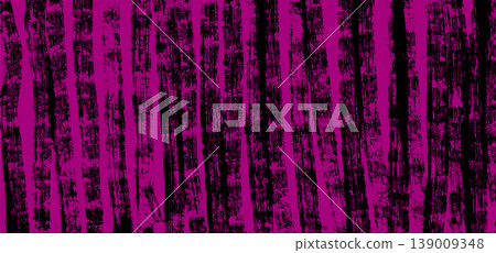 Abstract grunge vertical brush stroke vector texture on magenta purple background. Rough dark paint mark pattern for poster, t-shirt print, music event, urban branding and graphic design background. 139009348
