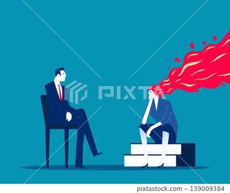 The business person watched in coworkers head a burning The business person watched in coworkers head a burning 139009384
