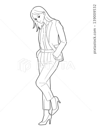 酷酷的女性,職業女性,黑白插畫 酷酷的女性,職業女性,黑白插畫 139009532