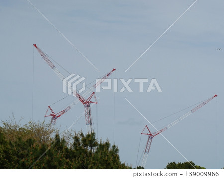 Lifting materials with a crane truck Lifting materials with a crane truck 139009966