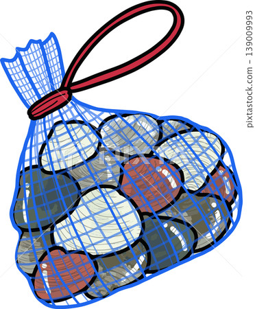 Illustration of clams in a mesh bag - Clam harvest - Abundant - Hand-drawn style - Clam digging - Spring - Transparent background Illustration of clams in a mesh bag - Clam harvest - Abundant - Hand-drawn style - Clam digging - Spring - Transparent background 139009993