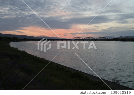 on the riverbed in the morning on the riverbed in the morning 139010519