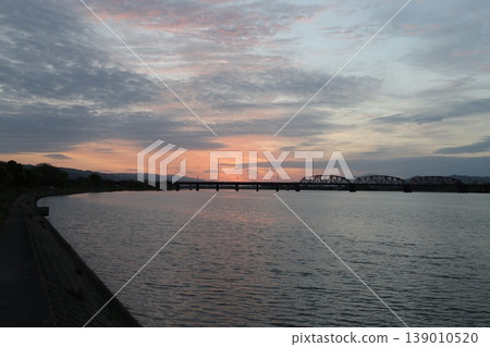 on the riverbed in the morning on the riverbed in the morning 139010520