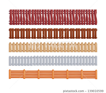 Wooden and Metal Fence Borders Set for Games 139010599