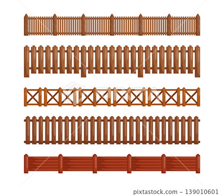Wooden Fence Set for Farm Game Borders Wooden Fence Set for Farm Game Borders 139010601