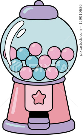 Cute Pink Gumball Machine Cartoon Illustration	 139010686