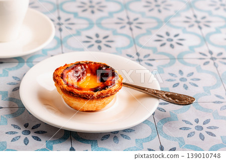 Egg tart, traditional Portuguese dessert, pastel Egg tart, traditional Portuguese dessert, pastel 139010748