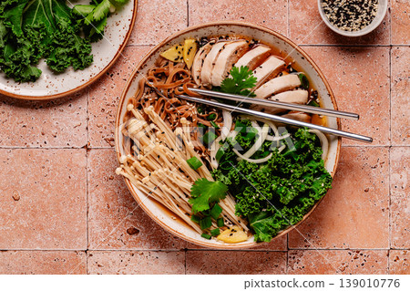Asian miso ramen noodle soup. Asian miso ramen noodle soup. 139010776