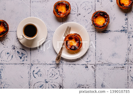 Egg tart, traditional Portuguese dessert, pastel. 139010785