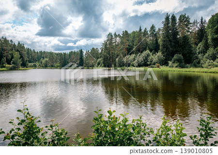 Beautiful forest lake in Russia. 139010805