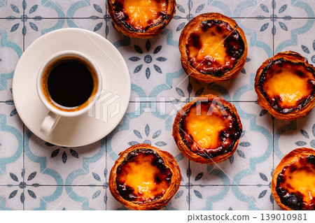 Egg tart, traditional Portuguese dessert, pastel. 139010981
