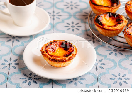 Egg tart, traditional Portuguese dessert, pastel. Egg tart, traditional Portuguese dessert, pastel. 139010989