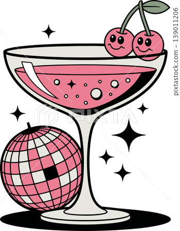 cocktail, cherry, cartoon 139011206