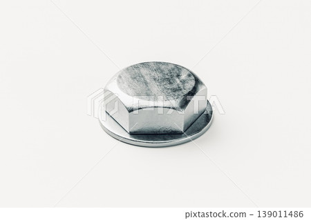Shiny Metal Hex Nut on White Background Shiny Metal Hex Nut on White Background 139011486