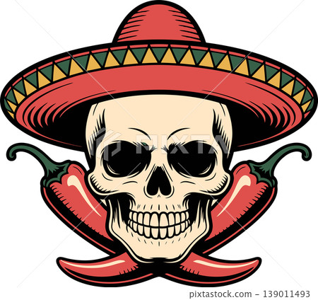 skull, mexican, vector 139011493
