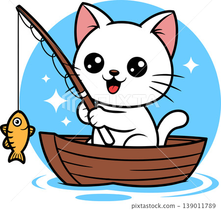 cat, fishing, cartoon 139011789
