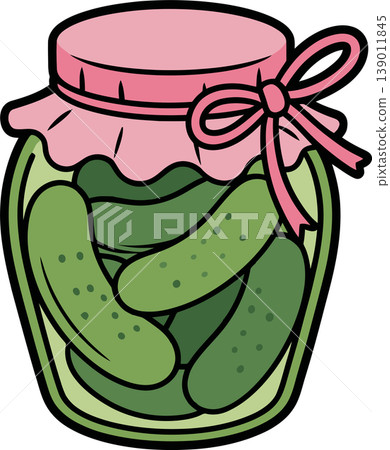 Pickle Jar Cute Cartoon Illustration 139011845