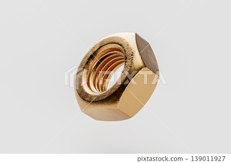 Close-Up of a Golden Nut on a Gray Background Close-Up of a Golden Nut on a Gray Background 139011927