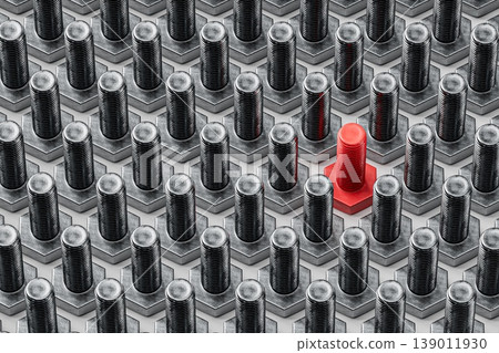 Unique Red Bolt Among Gray Bolts Unique Red Bolt Among Gray Bolts 139011930