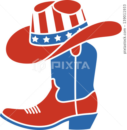 Patriotic Cowboy Boot and Hat Illustration Patriotic Cowboy Boot and Hat Illustration 139011933