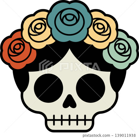 skull, mexican, rose 139011938