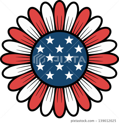 Patriotic Flower with Stars and Stripes Illustration Patriotic Flower with Stars and Stripes Illustration 139012025