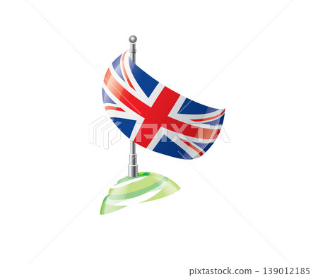Highly detailed of waving British flag with metallic pole and subtle shadow effects for print Highly detailed of waving British flag with metallic pole and subtle shadow effects for print 139012185