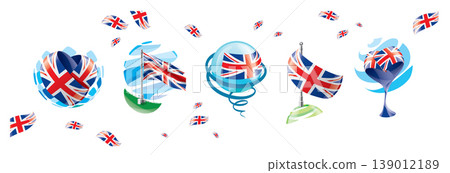 Vector set of the British flag in various creative designs Vector set of the British flag in various creative designs 139012189