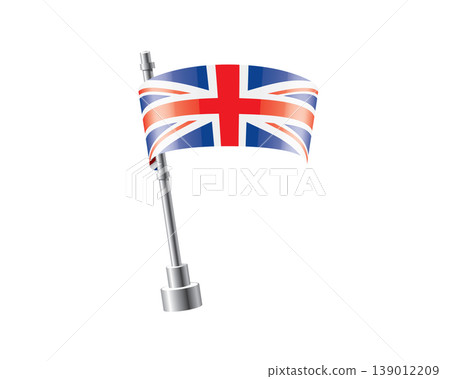 Clean representation showcasing British flag attached to glossy metal pole Clean representation showcasing British flag attached to glossy metal pole 139012209