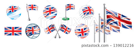 A set of vector British flags of different designs A set of vector British flags of different designs 139012216