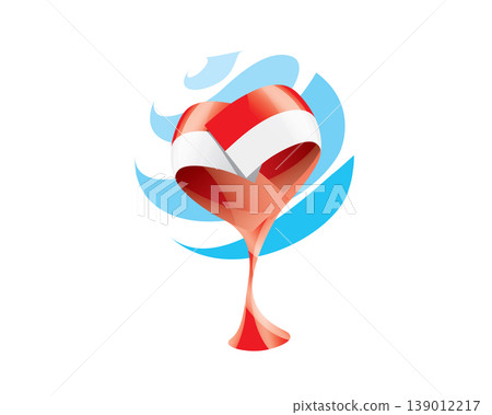 Floral emblem of the Indonesian flag in the form of a heart Floral emblem of the Indonesian flag in the form of a heart 139012217
