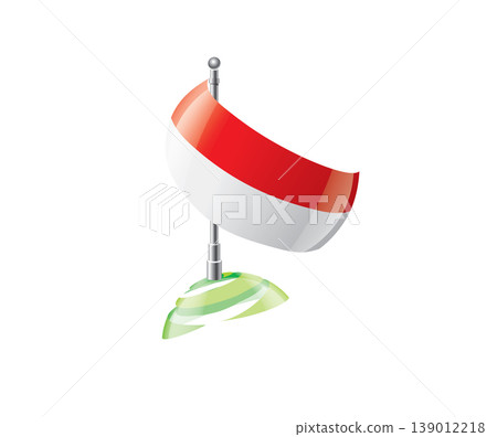 Highly detailed of waving Indonesian flag with metallic pole and subtle shadow effects for print Highly detailed of waving Indonesian flag with metallic pole and subtle shadow effects for print 139012218