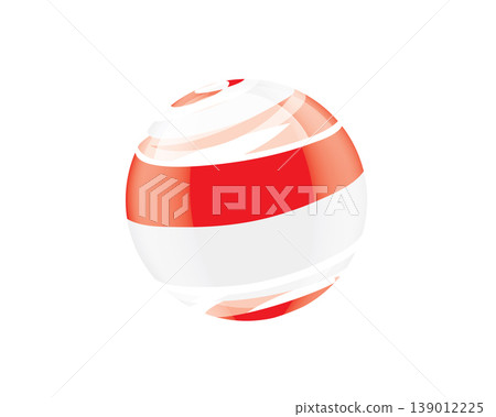 Illustration of globe wrapped in Indonesian flag patterns with subtle shadowing Illustration of globe wrapped in Indonesian flag patterns with subtle shadowing 139012225