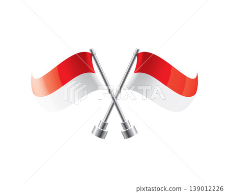 Scalable illustration capturing prideful display of Indonesian national banners Scalable illustration capturing prideful display of Indonesian national banners 139012226