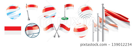 A set of vector Indonesian flags of different designs A set of vector Indonesian flags of different designs 139012234