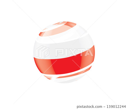 Illustration of globe wrapped in Polish flag patterns with subtle shadowing 139012244