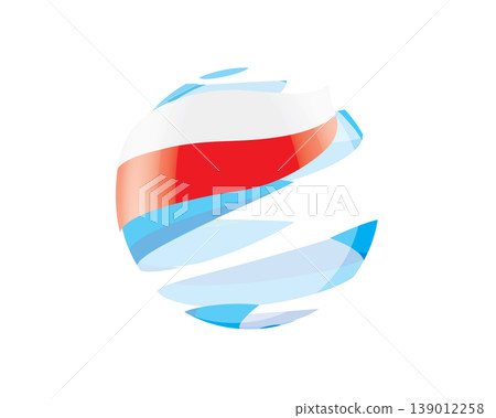Flat of patriotic globe featuring waving Polish flag design Flat of patriotic globe featuring waving Polish flag design 139012258