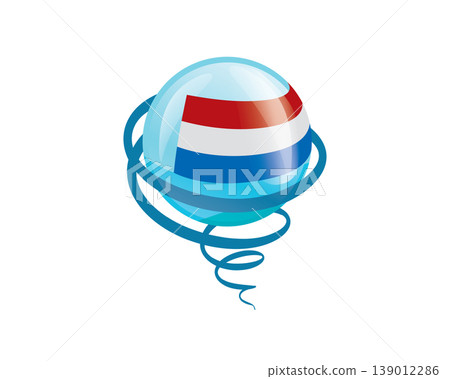 Stylish international icon showcasing Netherlandish flag within reflective globe design Stylish international icon showcasing Netherlandish flag within reflective globe design 139012286